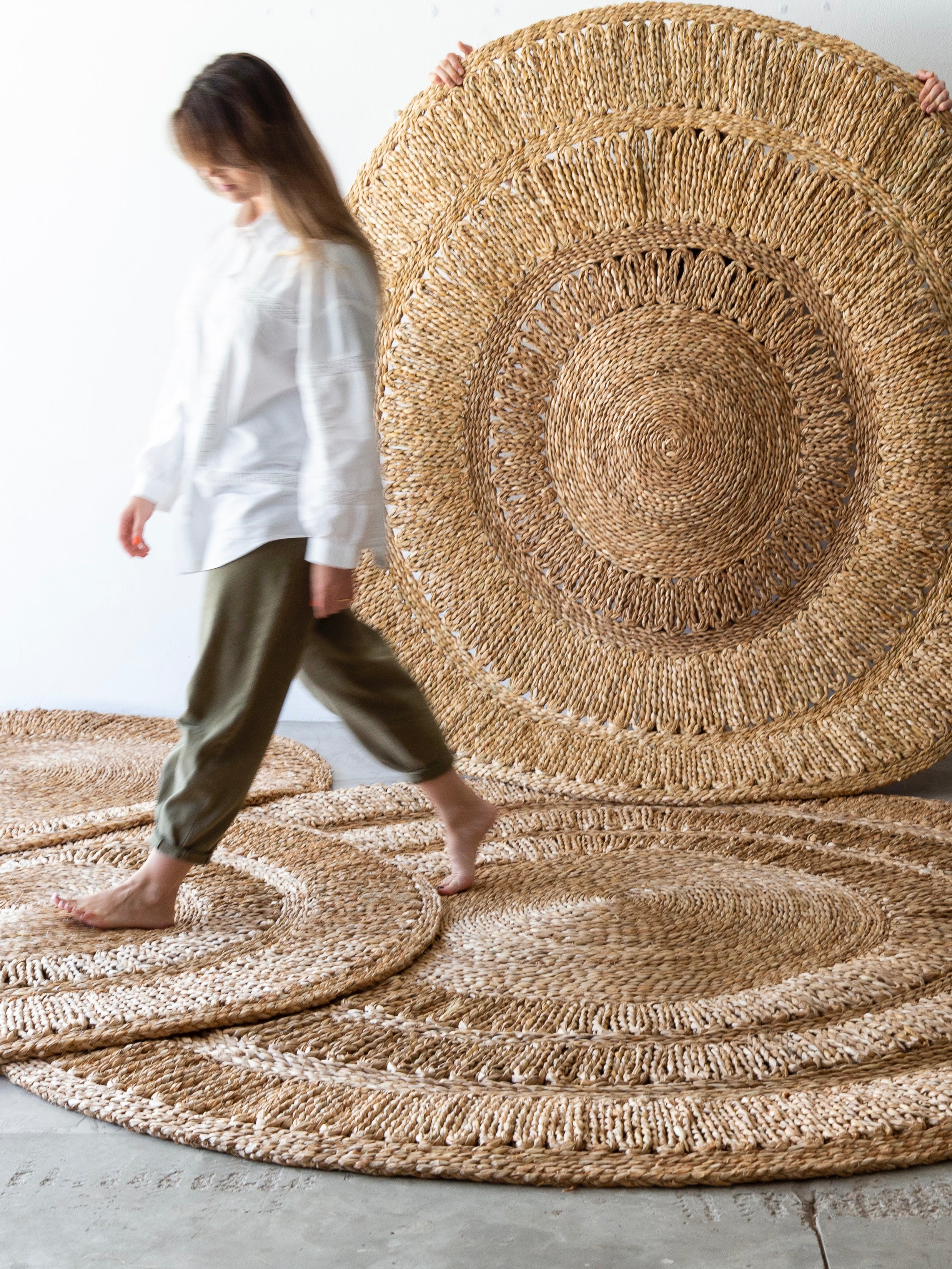 Tapete Redondo Capim D'água | Pronta Entrega