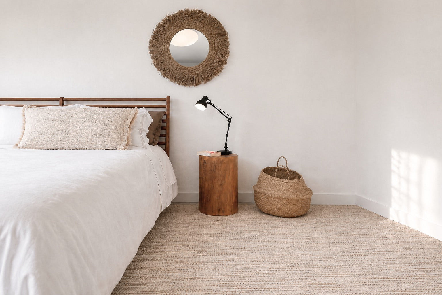 exemplo de tapete para decoração minimalista de quarto.