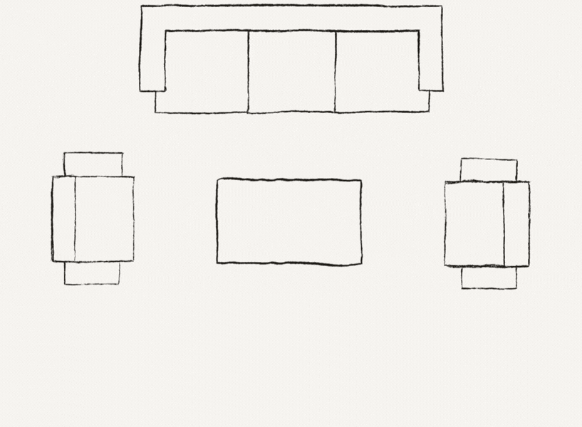 gráfico do tamanho ideal de tapete para sala